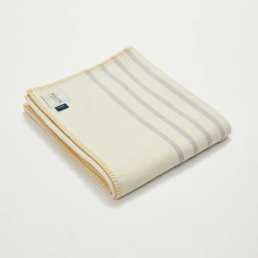 Grey/Yellow Stitching Striped Recycled Cotton Blanket