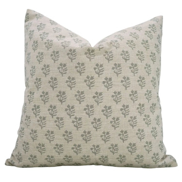 Sage Sprigs Block Print Pillow