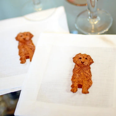 Set of 4 Cavapoo Embroidered Cocktail Napkins