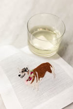 Set of 4 Corgi Embroidered Cocktail Napkins