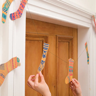 Handmade Festive Stockings Sewn Garland