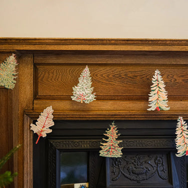 Hand Printed Christmas Tree Sewn Garland