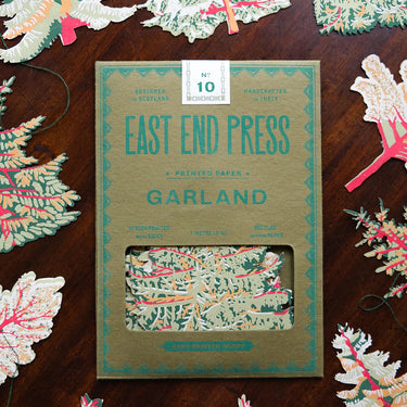 Hand Printed Christmas Tree Sewn Garland