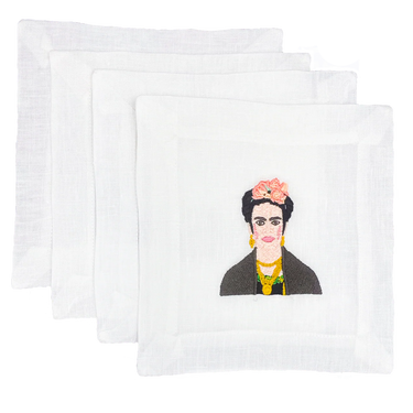Frida Kahlo Set of 4 Embroidered Cocktail Napkins