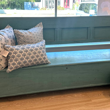 Antique European Painted Bench with Storage
