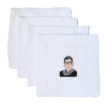 RBG Set of 4 Embroidered Cocktail Napkins