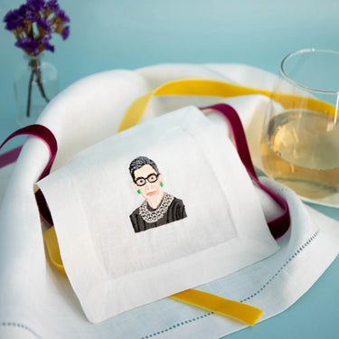 RBG Set of 4 Embroidered Cocktail Napkins