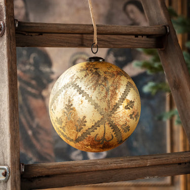 Etched Matte Gold Ball Ornament