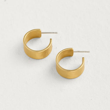 Weathered Wide Round Brass Hoop Earrings