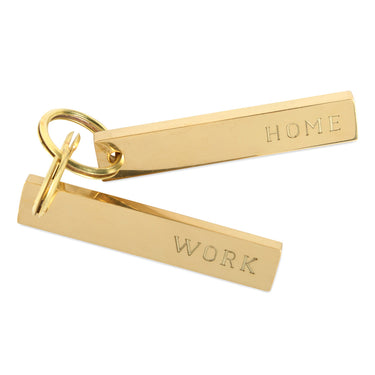 Solid Brass Home/Work Keychain Pair