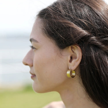 Weathered Wide Round Brass Hoop Earrings